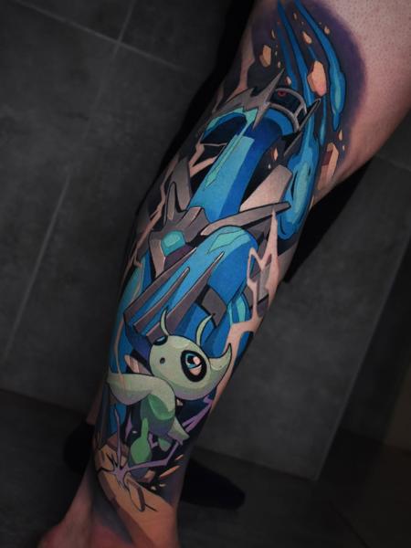 Anime abstract creature tattoo by @gerowave_tattoo