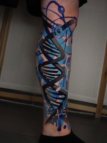 Illustrative dna strand tattoo by @gerowave_tattoo