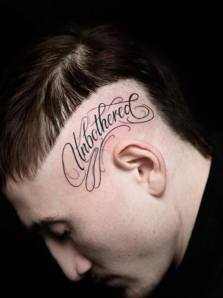 Lettering script lettering tattoo by @vanya.tattoo