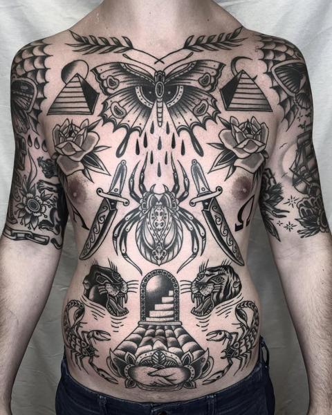 Traditional traditional animal collection tattoo by @danetattoo