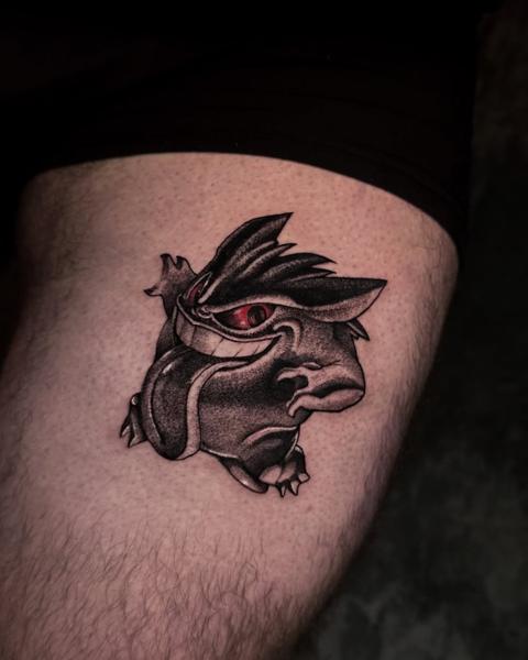 Illustrative demon head tattoo by @tsok3rl