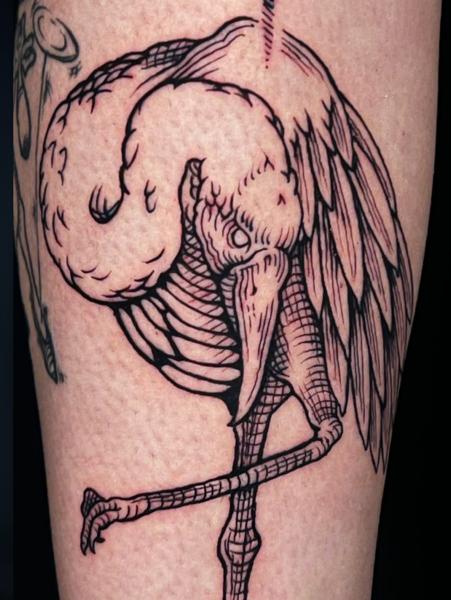 Illustrative skeletal bird tattoo by @whymetattoo