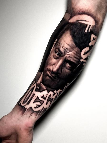 Realism portrait graffiti tattoo by @painciler