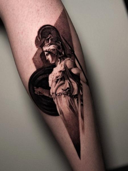 Realism greek warrior tattoo by @painciler