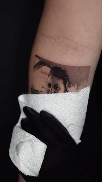 Realism portrait tattoo by @goldy_z