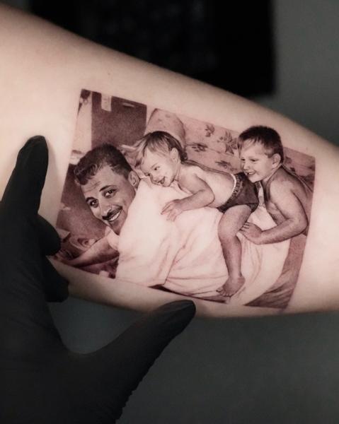 Realism family portrait tattoo by @goldy_z