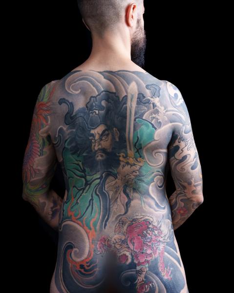 Japanese samurai and tiger tattoo by @gotyourbacktattoo