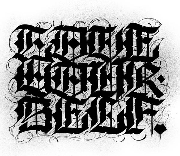 Gothic script gothic lettering tattoo by @gracetattoo