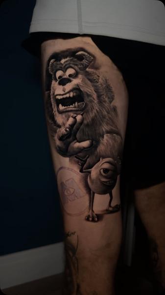 Realism cartoon monsters tattoo by @g.u.tattoo.uk