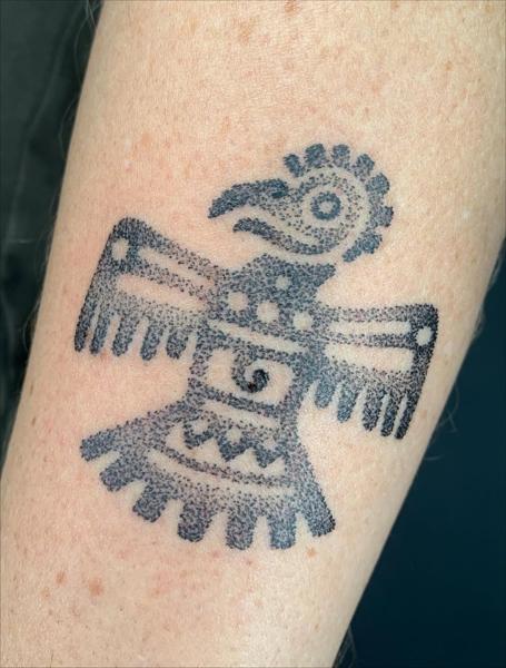 Tribal tribal bird tattoo by @hannyajaynetattoo