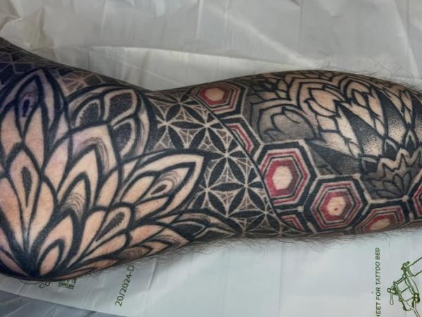 Geometric geometric patterns tattoo by @hannyajaynetattoo