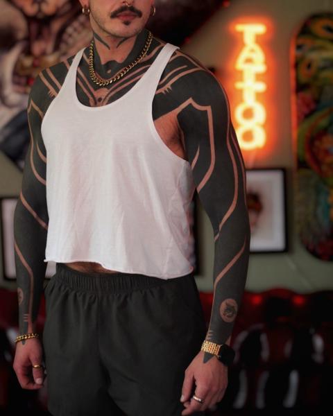 Blackwork geometric patterns tattoo by @hanumantra