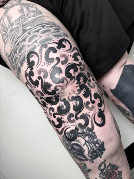 Blackwork ornamental pattern tattoo by @harrisonb_tattoos