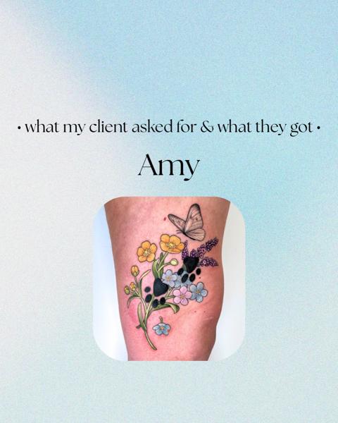 Illustrative floral butterfly tattoo by @hattiejcox_tattoo
