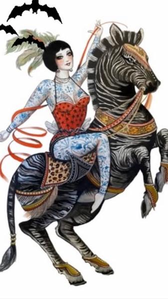 Illustrative circus performer tattoo by @helenbrowntattoo13