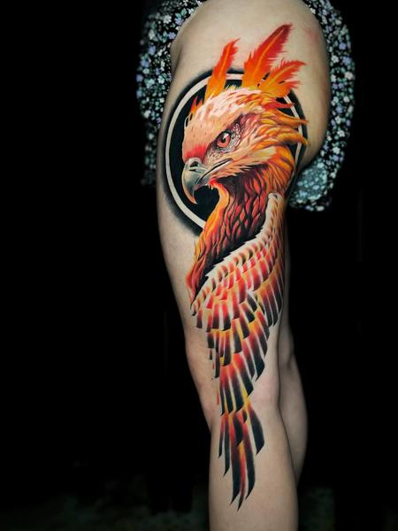 Realism phoenix bird tattoo by @hermit_ttt