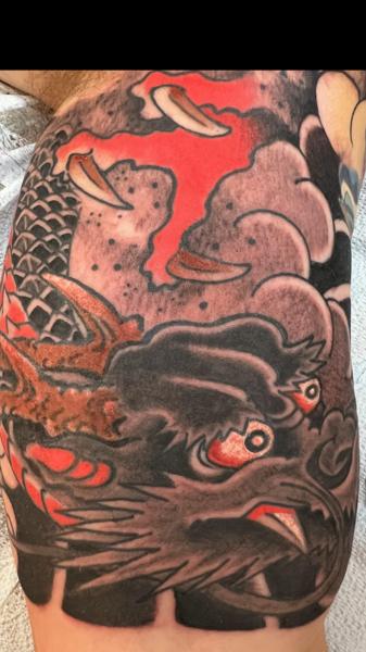 Japanese dragon tattoo by @iamthecobra