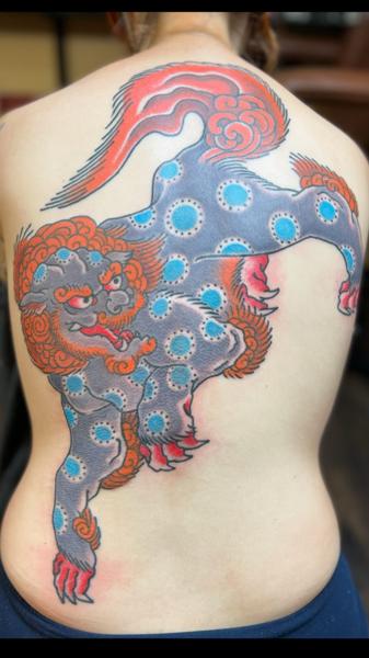 Japanese japanese lion tattoo by @iamthecobra