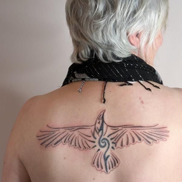 Tribal tribal raven tattoo by @icancu_tattoo