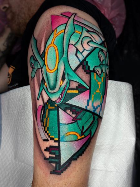 Neo-traditional geometric dragon tattoo by @iimmerse