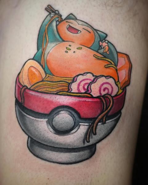 New school snorlax ramen bowl tattoo by @60needle