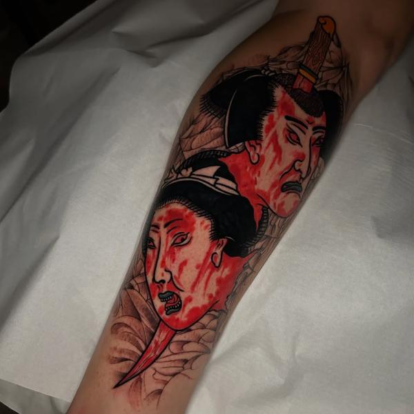 Japanese japanese masks tattoo by @ziggi_tattoos