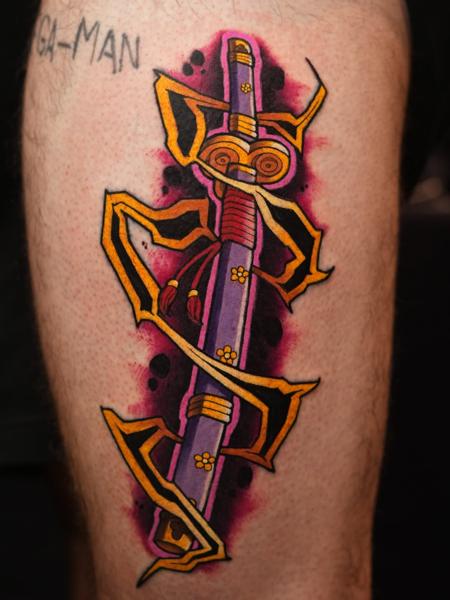 Neo-traditional katana sword tattoo by @illson_ntc