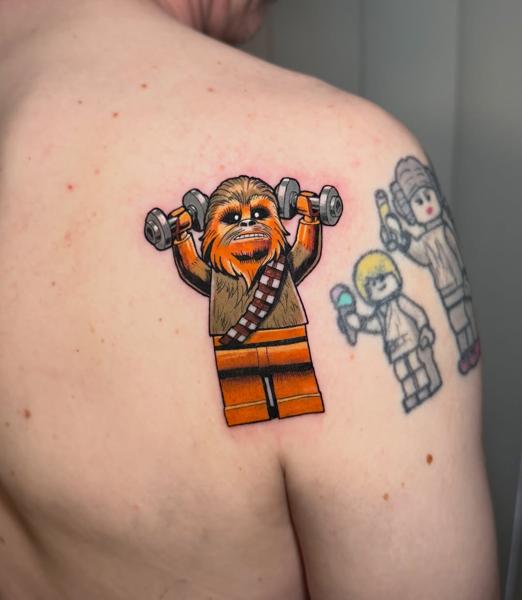 Illustrative lego chewbacca tattoo by @illson_ntc