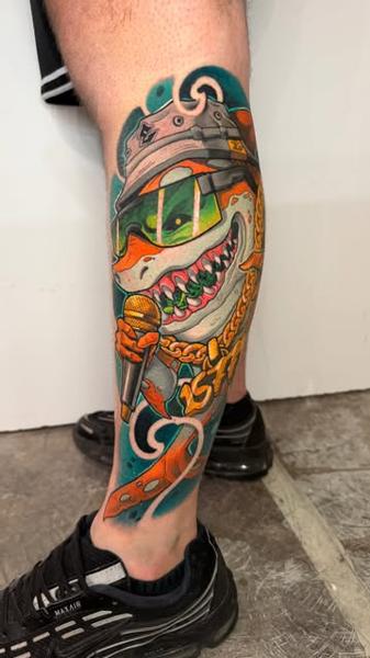 New school rapper shark tattoo by @illson_ntc