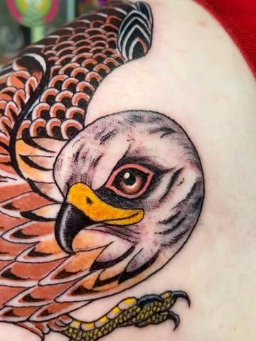 Realism hawk tattoo by @inmatattooartist