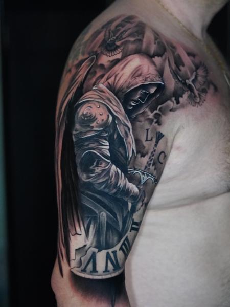 Realism angel warrior tattoo by @inx.tattoo