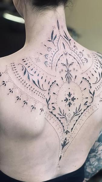 Ornamental blackwork ornamental pattern tattoo by @steinbach_art