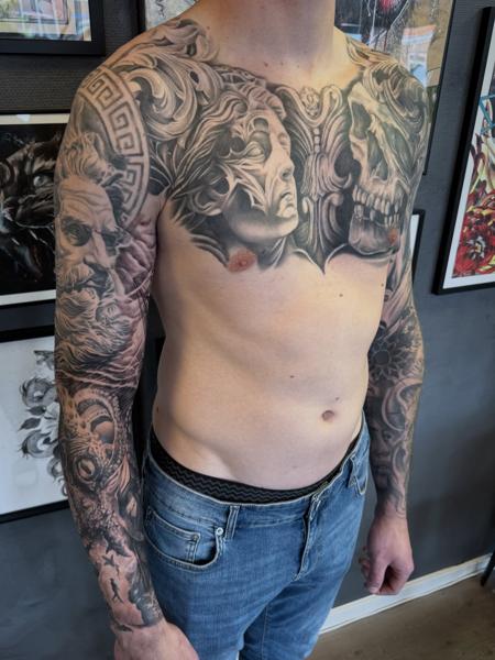 Realism mythological figures tattoo by @jacobbrask88