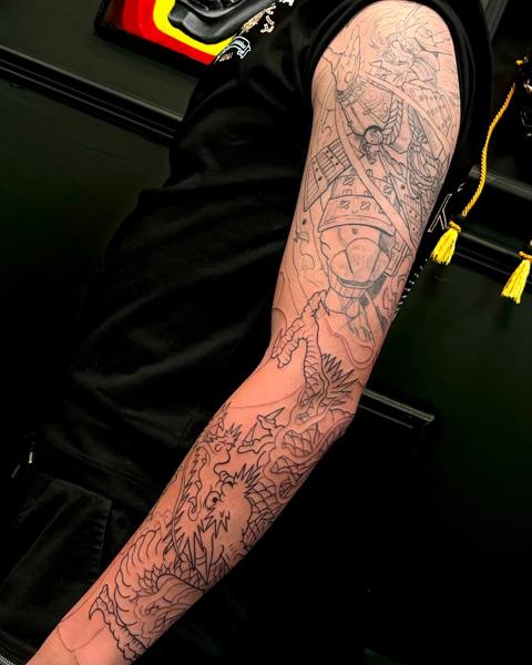 Japanese samurai dragon tattoo by @jacoby_tattoo