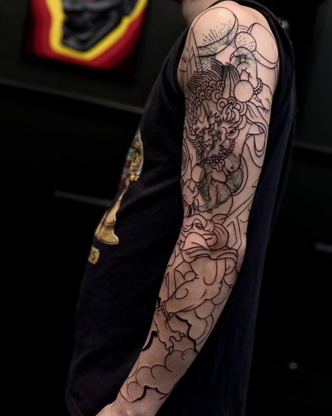Japanese japanese creature tattoo by @jacoby_tattoo