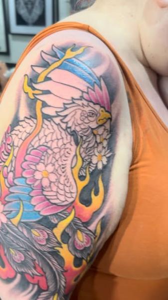 Japanese phoenix tattoo by @jimoddity