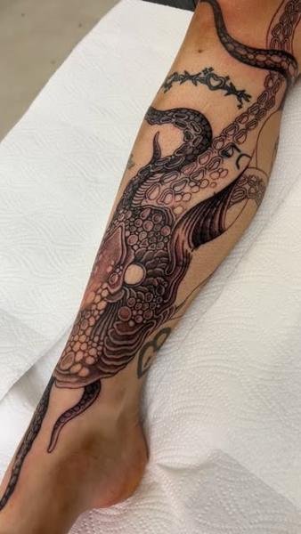 Blackwork octopus kraken tattoo by @callmenighthawkk
