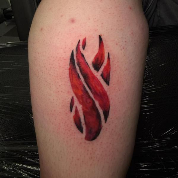 Illustrative fire symbol tattoo by @jammersink