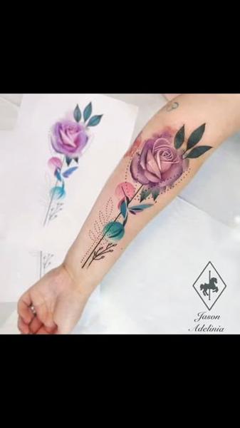 Watercolor watercolor rose tattoo by @jason_adelinia