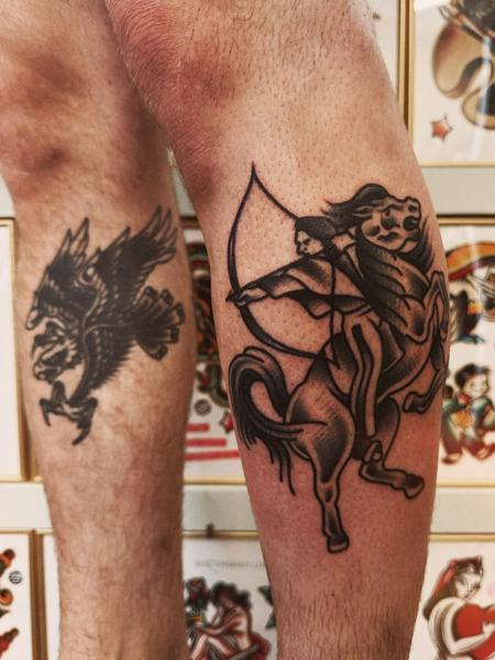 Traditional centaur archer tattoo by @flashntatz