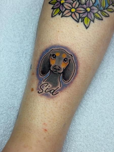 Realism dog portrait tattoo by @jem_lou_tattoo