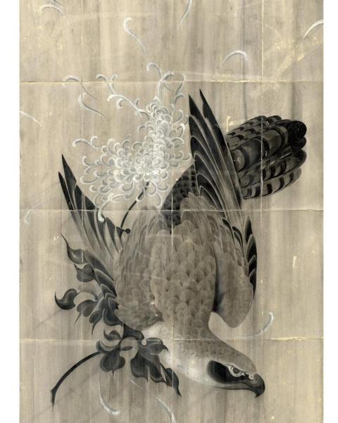 Japanese hawk and chrysanthemum tattoo by @jess_martucci