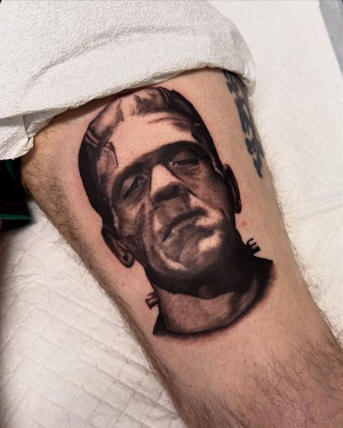 Realism frankenstein portrait tattoo by @jess_dias_tattoos