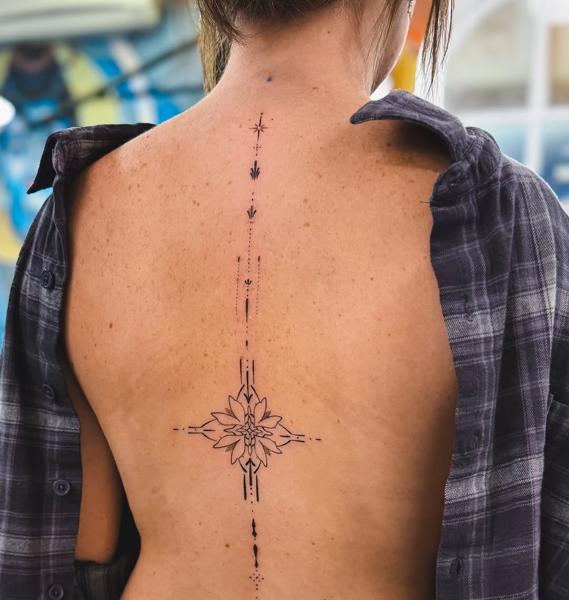 Fine line ornamental ornamental lotus tattoo by @jimi.james.tattoos