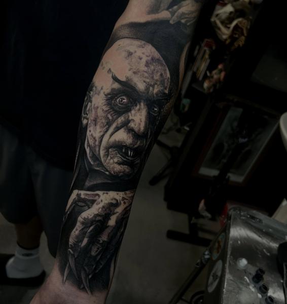 Realism vampire portrait tattoo by @joe_cider