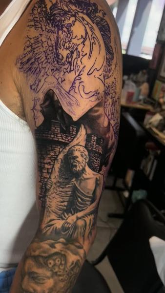 Realism mythological scene tattoo by @joe_cider