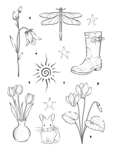 Fine line botanical elements tattoo by @joelclementstattoo
