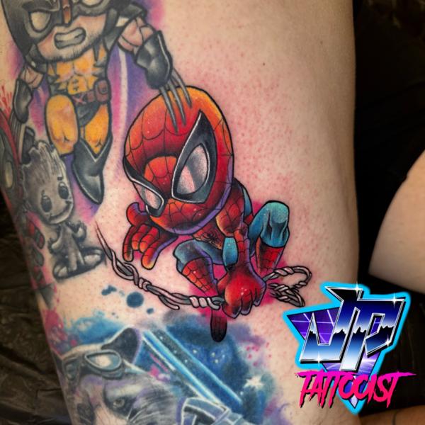 Anime chibi spiderman tattoo by @heartanddagger.tattoo