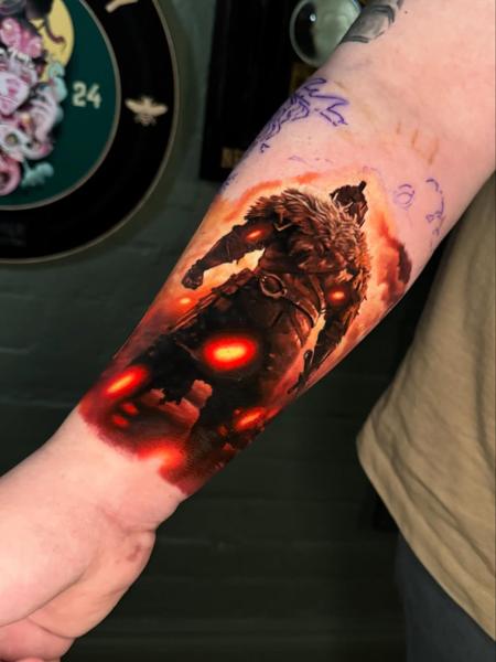 Realism warrior silhouette tattoo by @jonarton