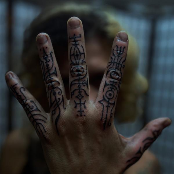 Blackwork geometric symbols tattoo by @jondix